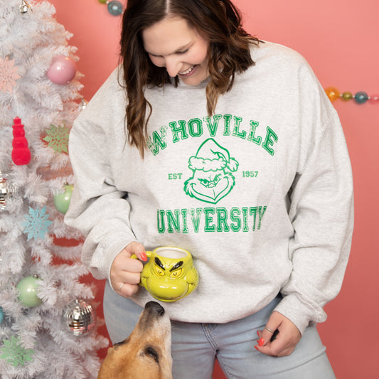 Who University Crewneck—Ash Gray