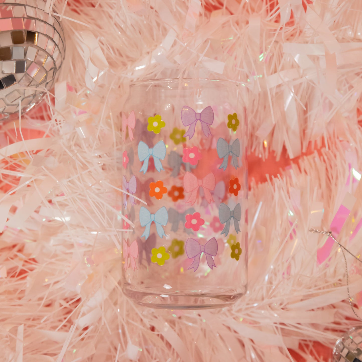 Bows and Florals Can Glass—16 oz.