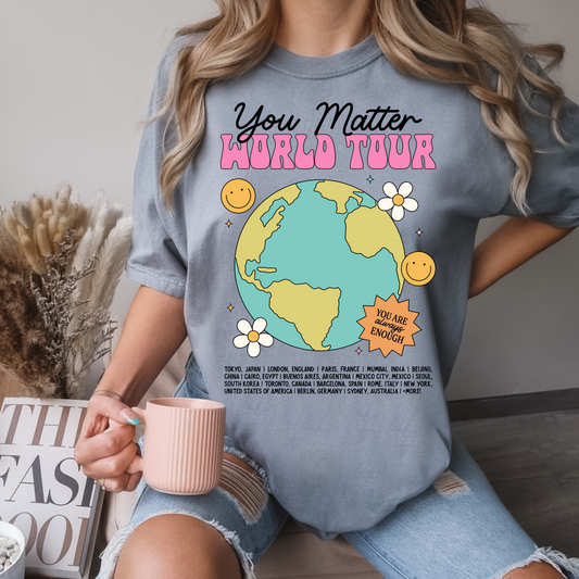 You Matter World Tour Band Tee—Graphite Comfort Colors Tee