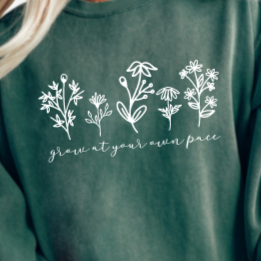 Grow at Your Own Pace Crewneck— Blue Spruce